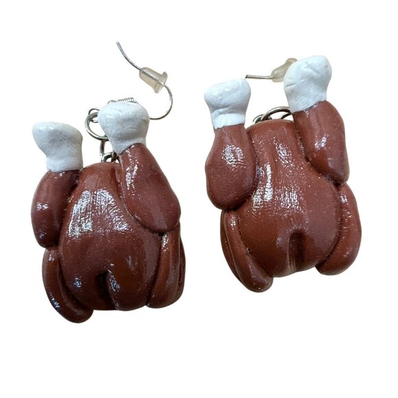 Thanksgiving-Themed Turkey Earrings Polymer Clay Handmade Dangle Jewelry Fun - Picture 1 of 4